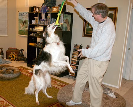 Playing with Sergei's favorite toy
