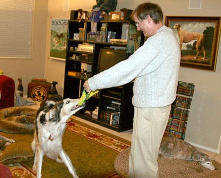 Playing with Sergei's favorite toy